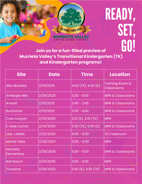 schedule of TK orientations